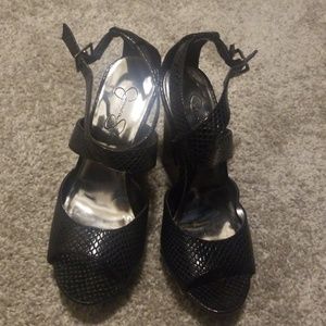 Black Ankle Strap Wedge